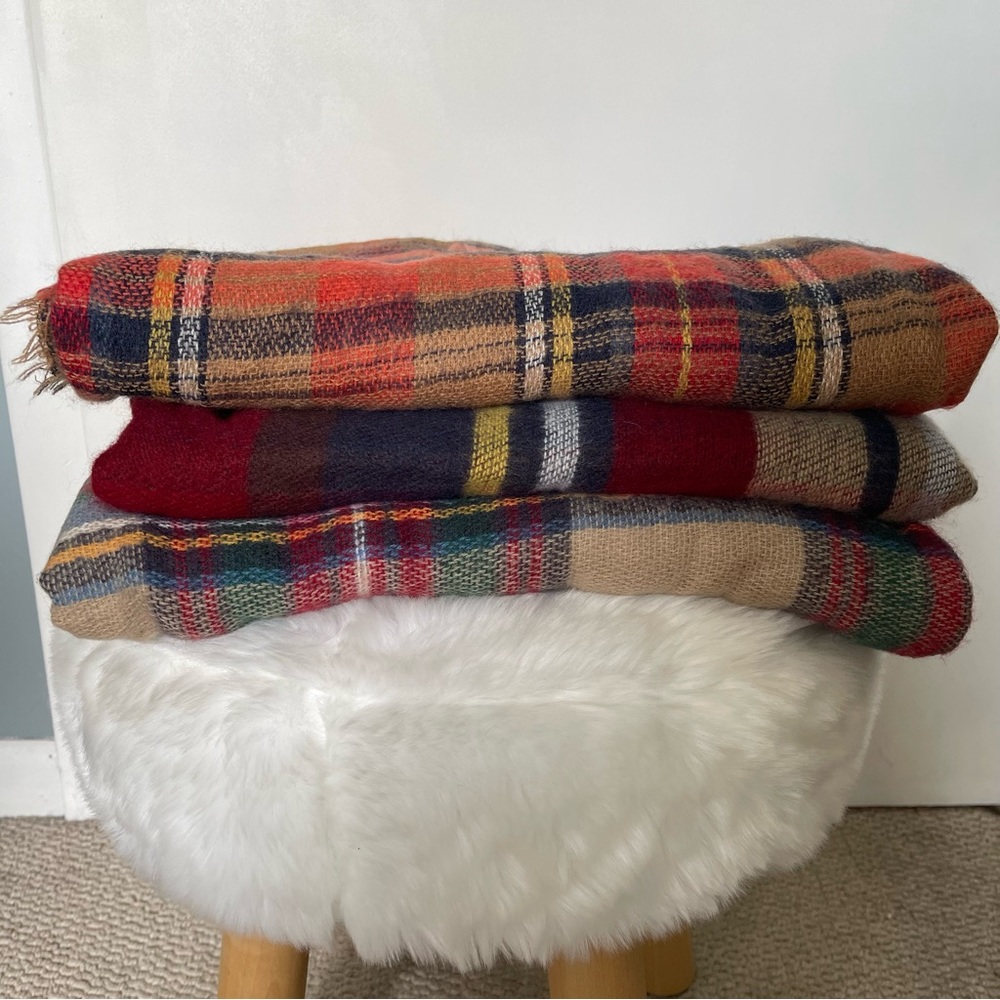 RARE Set of 3 ZARA Plaid Blanket Scarves